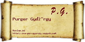Purger György névjegykártya