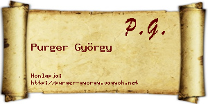 Purger György névjegykártya
